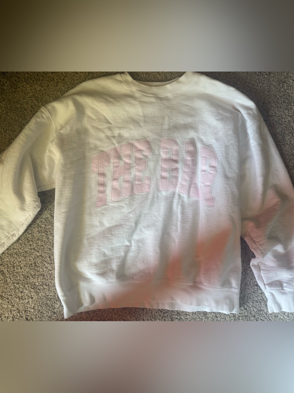 The Bar White Sweatshirt with Black Brand Tag